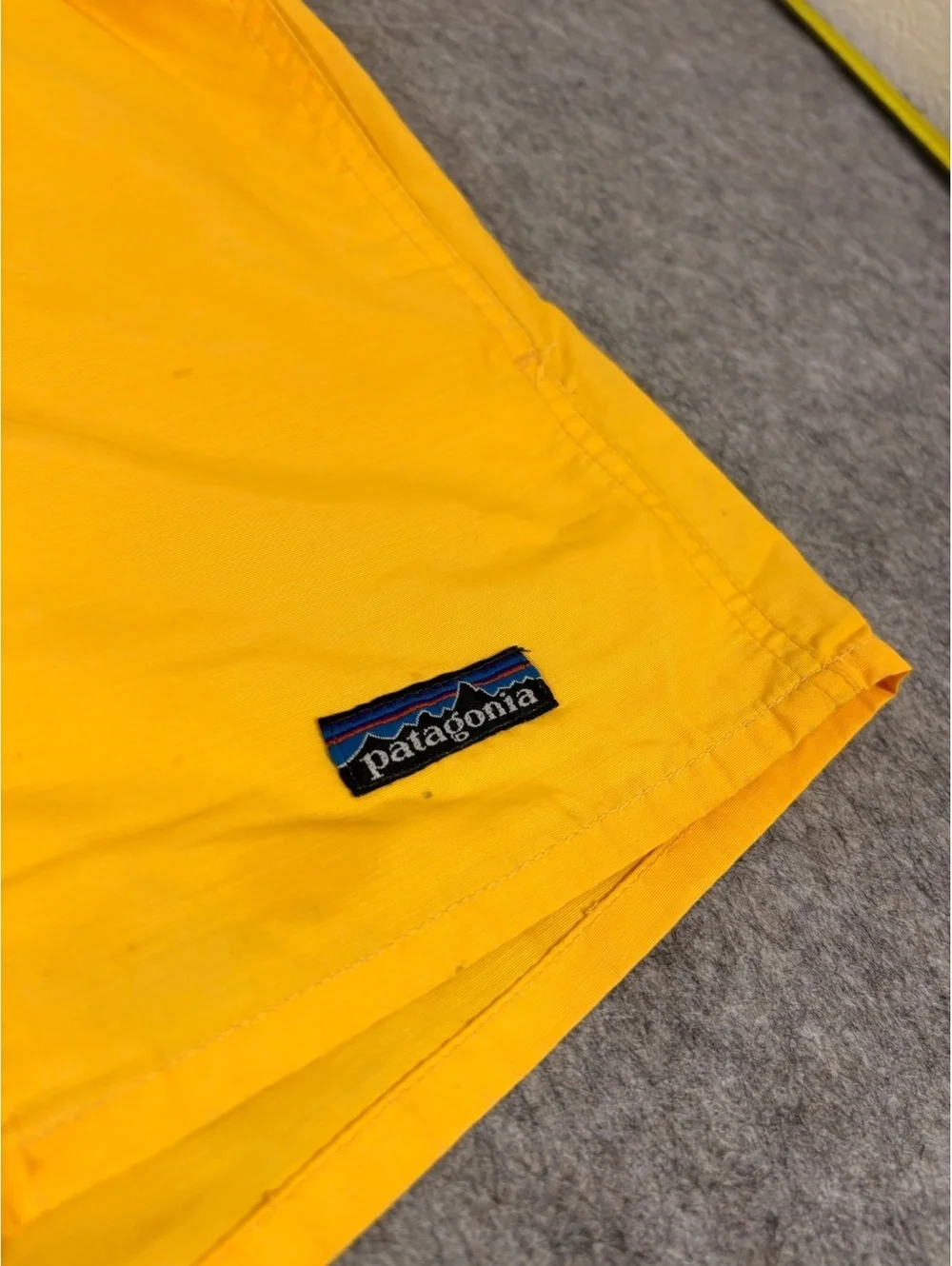 Vintage 80s Patagonia Baggies Shorts Mens L Yellow Outdoor Hiking Made in USA